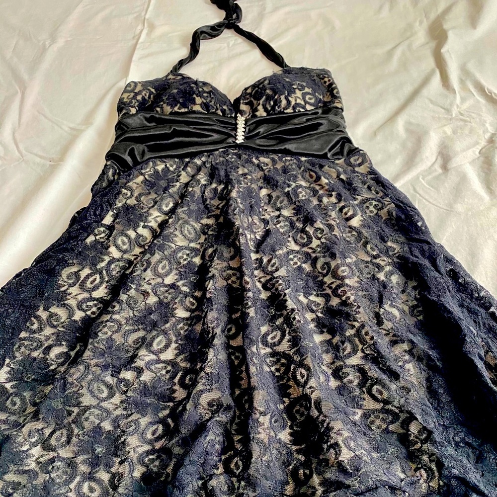 Halter neck black dress